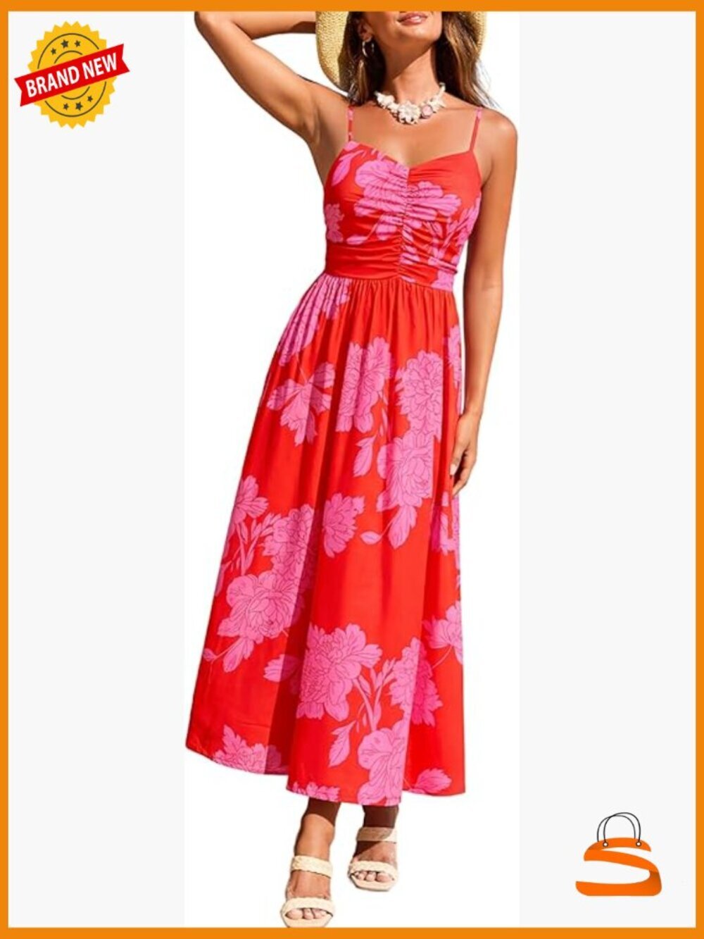 Women's Maxi Dress Sleeveless Floral Spaghetti Straps Casual Summer Sundress